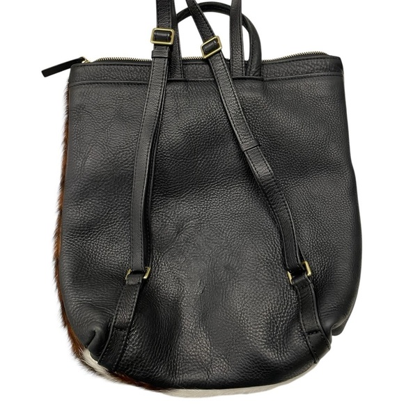 Leather Cowhide Fur Backpack Brown & White main image 10